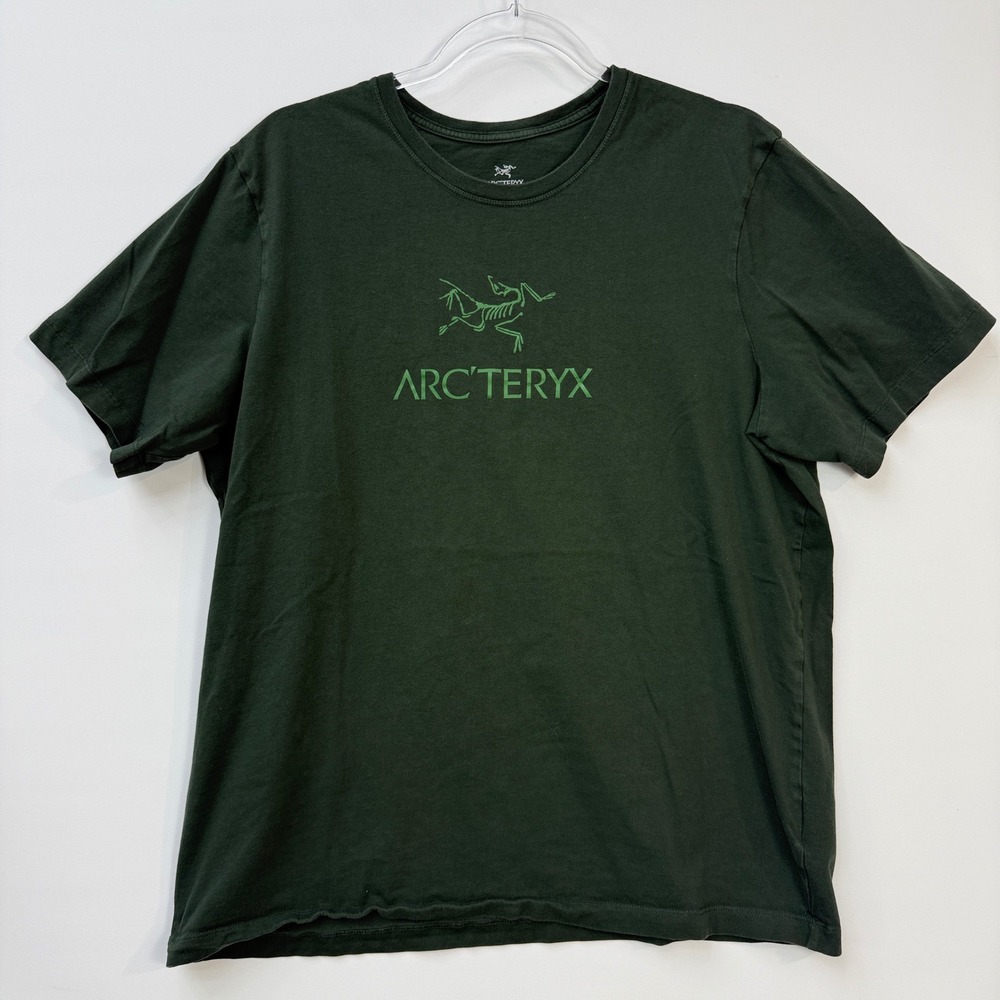 Arcteryx Arc'Word SS T-Shirt Mens XL Green Graphic Logo Cotton Short Sleeve Tee